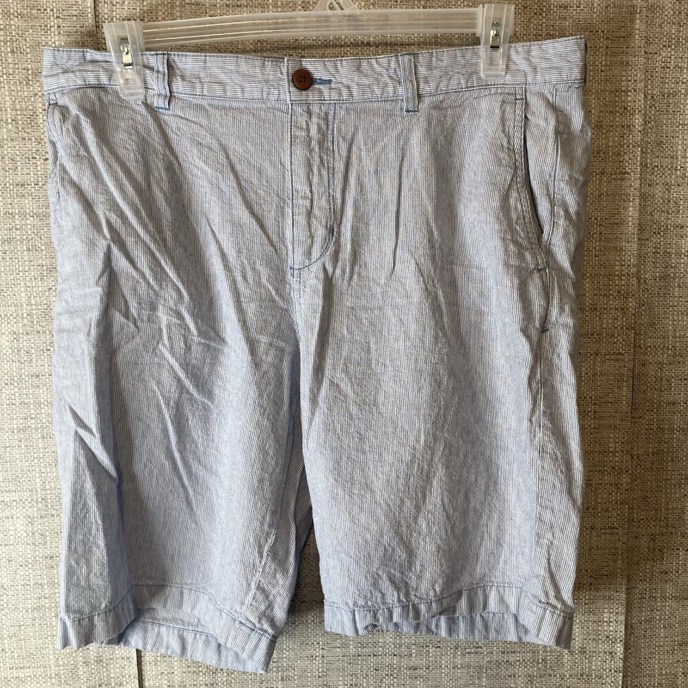 Tommy Bahama Shorts Mens 36 Linen Blend Flat Front Chinos Casual Preppy Striped